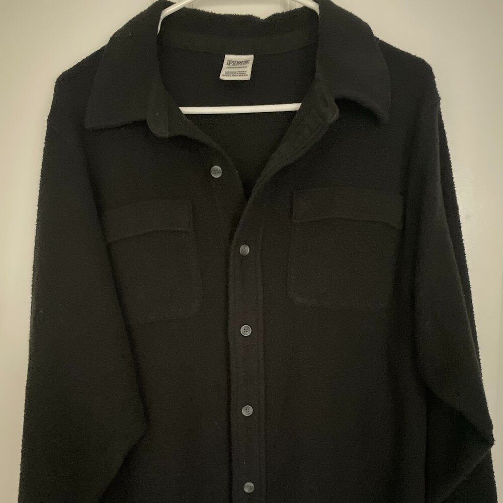 Victoria's Secret PINK black oversized fleece button up shirt Size XS
